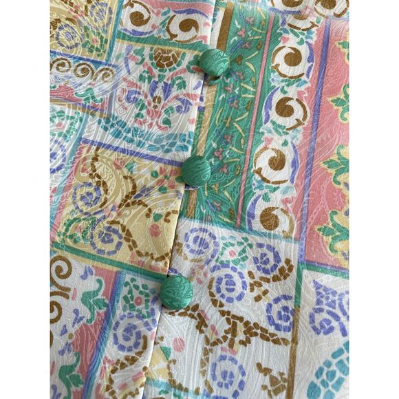 80's 90's vintage paisley floral 100% silk blouse Size 8 adrianna papell - Picture 6 of 7
